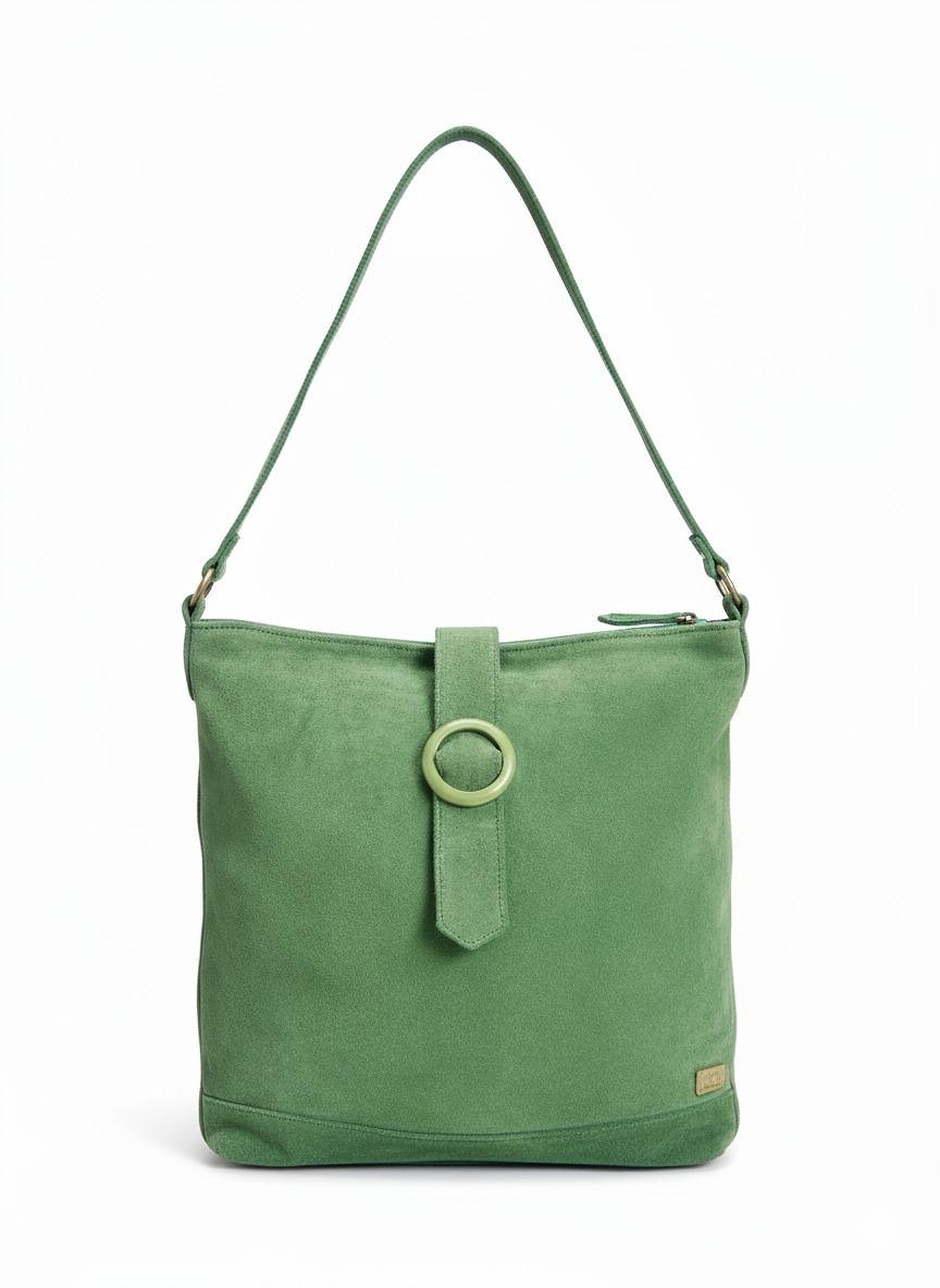 Green Suede Leather Shoulder Bag | Soft Premium Leather
