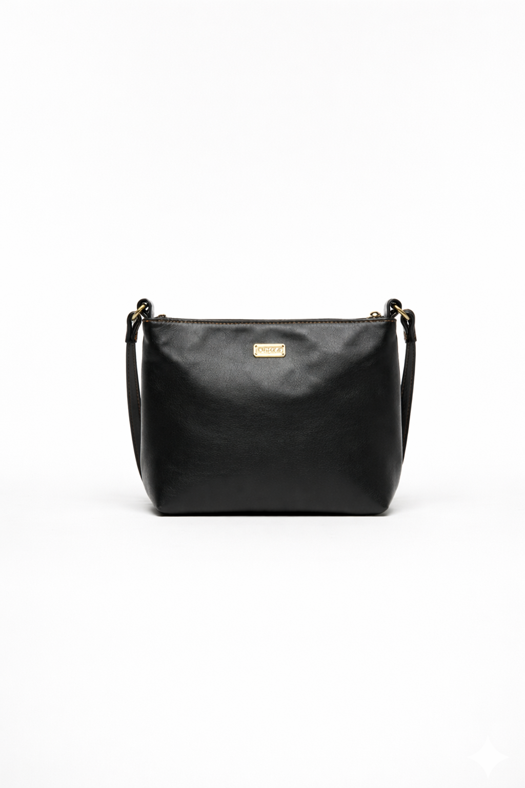 Black Leather Crossbody Pouch Bag
