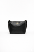 Black Leather Crossbody Pouch Bag