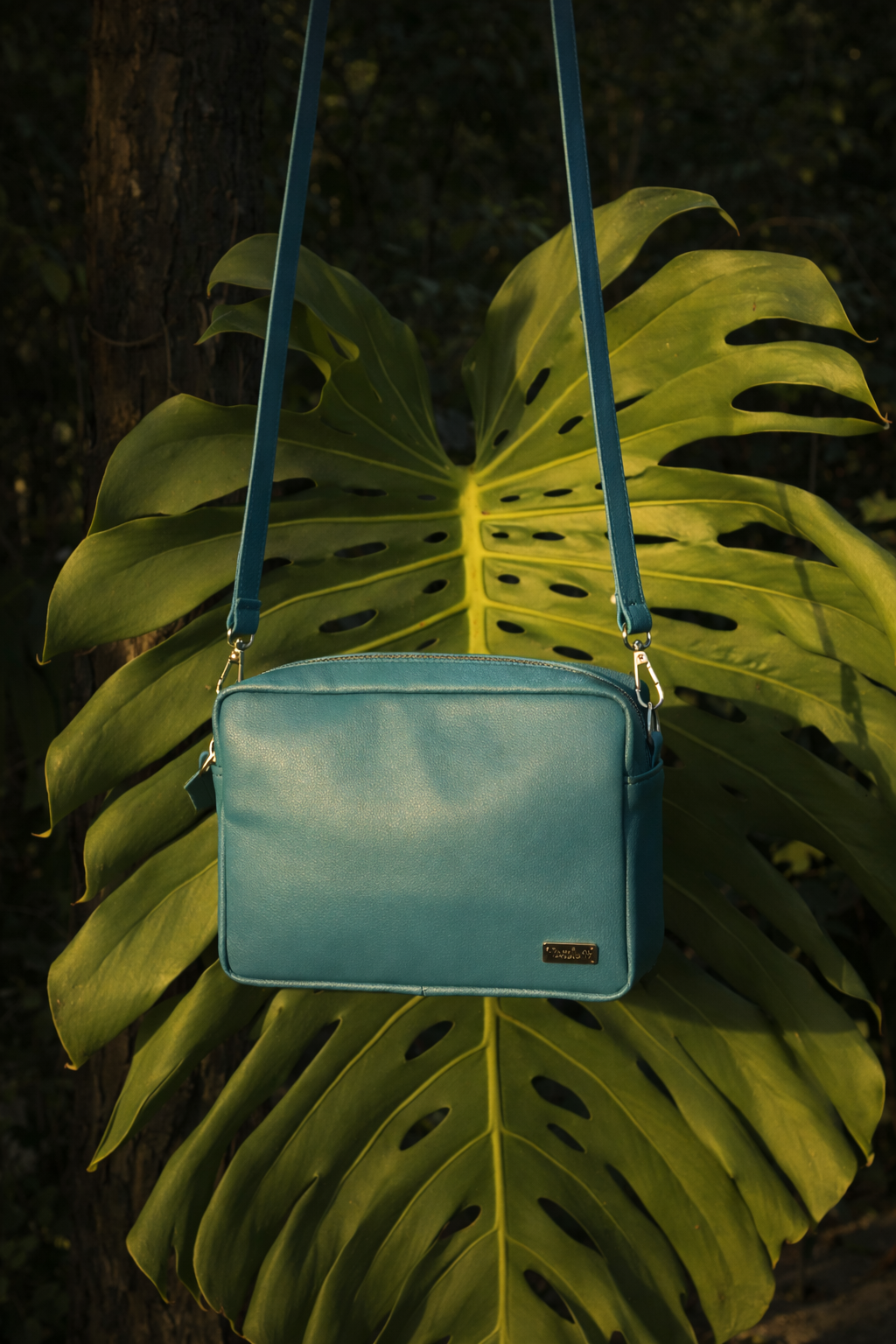 Teal Leather Crossbody Bag
